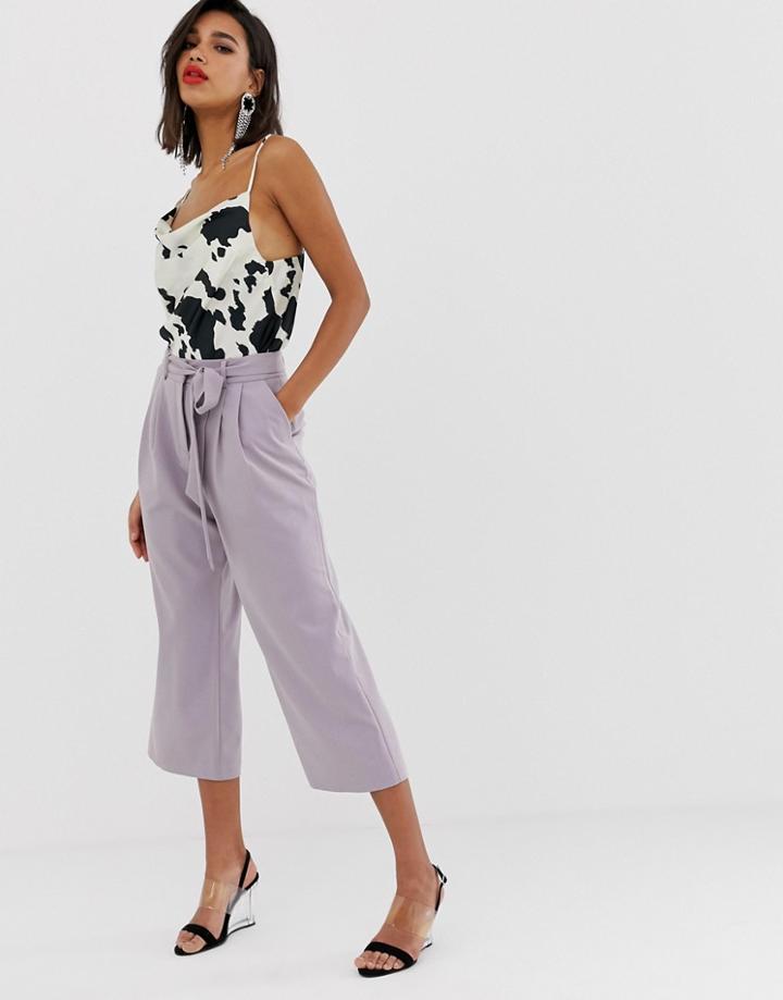 Asos Design Culottes With Tie Waist - Purple