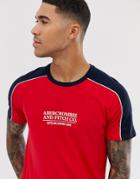 Abercrombie & Fitch Logo Shoulder Taping T-shirt In Red/navy - Red