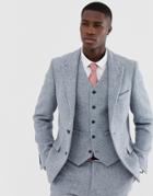 Asos Design Slim Suit Jacket In 100% Wool Harris Tweed In Gray