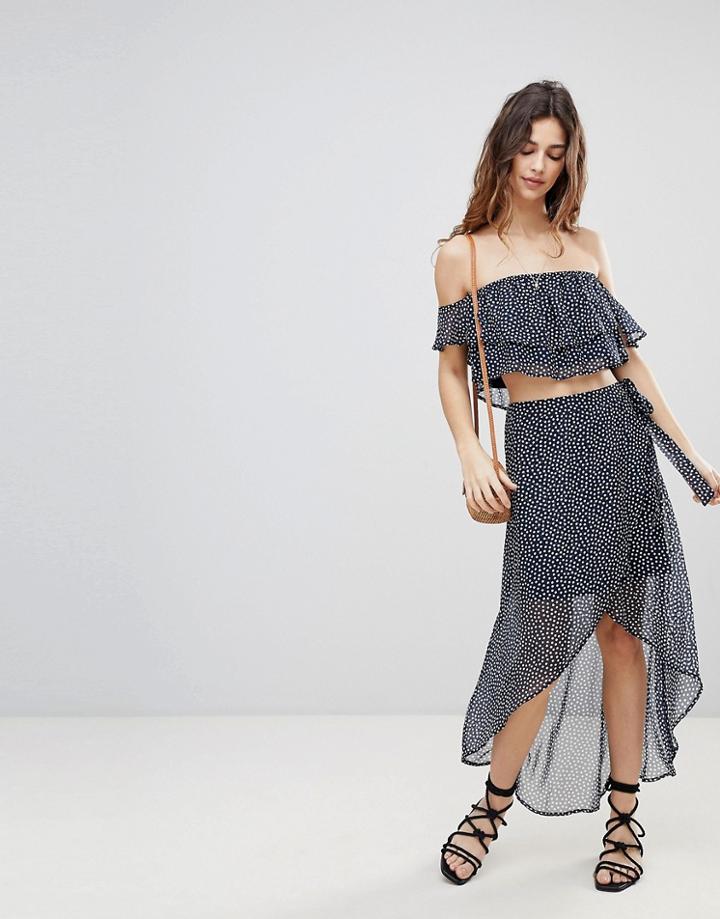 Crescent Polka Dot Skirt And Top Co-ord - Navy