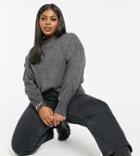 M Lounge Curve Ultimate High Neck Sweater With Exposed Seams-grey