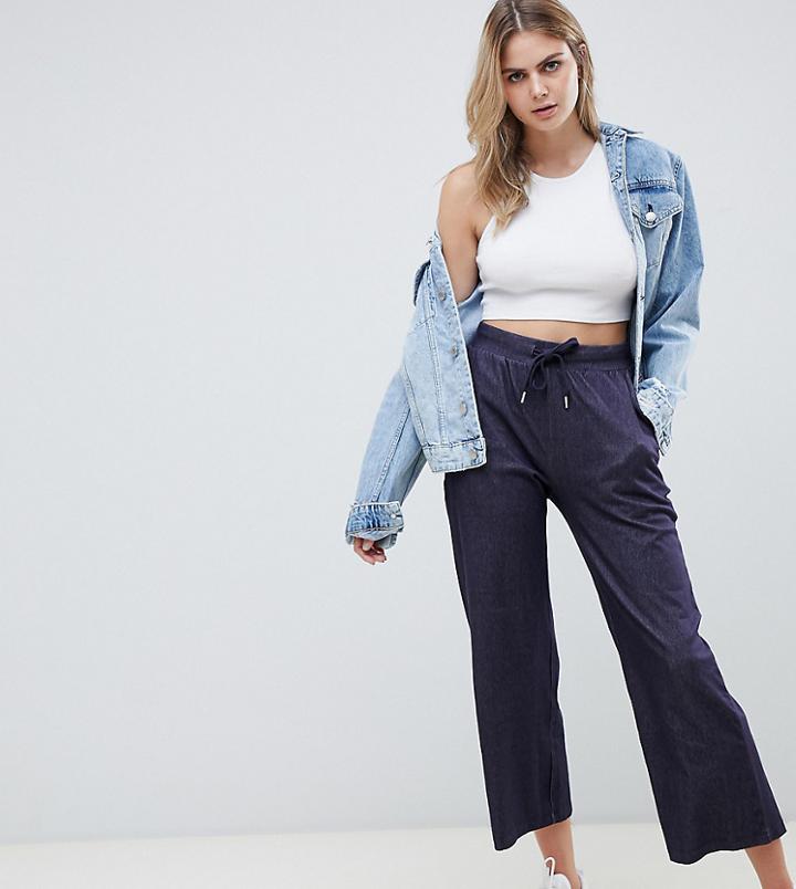 Noisy May Tall Denim Look Jersey Culottes-blue