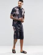 Asos Loungewear Jersey Shorts With Floral Print - Black