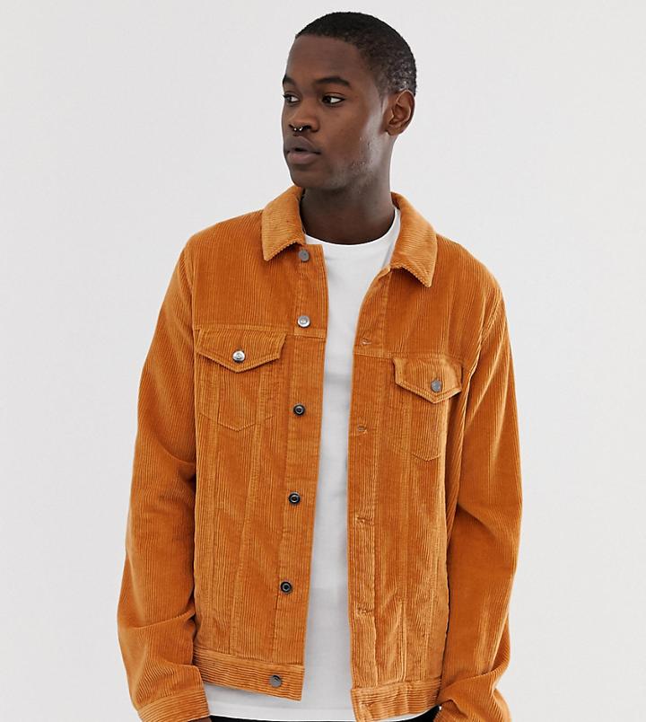 Asos Design Tall Cord Western Jacket In Mustard-yellow
