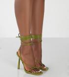 Public Desire Wide Fit Lacey Tie Up Stiletto Sandals In Olive-green
