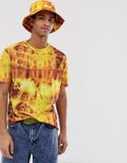 Asos Design Two-piece Relaxed T-shirt In Tye Die Wash In Orange