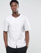 Kiomi Collarless Short Sleeve Shirt In Regular Fit - Gray