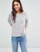 Vero Moda Lace Front Sweater - Gray