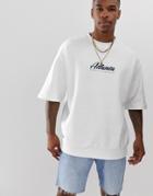 Asos Design Short Sleeve Overszied Sweatshirt With City Print In White