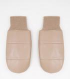 My Accessories London Exclusive Leather Look Padded Mittens In Beige-neutral