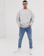 Asos Design Oversized Sweatshirt In White Marl