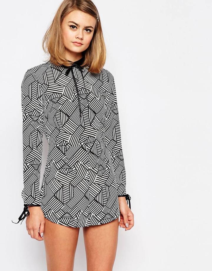 Reclaimed Vintage X Liquid Lunch Romper With Collar Detail - Multi