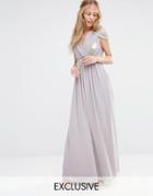 Tfnc Wedding Cold Shoulder Wrap Front Maxi Dress - Opal Gray