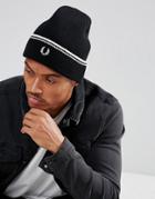 Fred Perry Twin Tipped Lambswool Beanie Black - Black