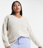 Vero Moda Curve V Neck Sweater In Cream-white