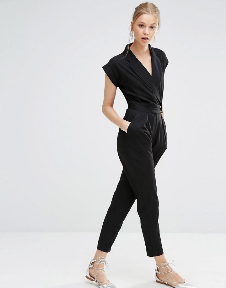 Closet Wrap Front Jumpsuit - Black