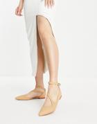 Truffle Collection Strappy Pointed Ballet Flats In Beige-neutral