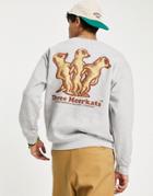 Vintage Supply Three Meercats Backprint Sweatshirt In Gray