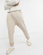 Asos Design Super Soft Viscose Drop Crotch Sweatpants In Beige-neutral