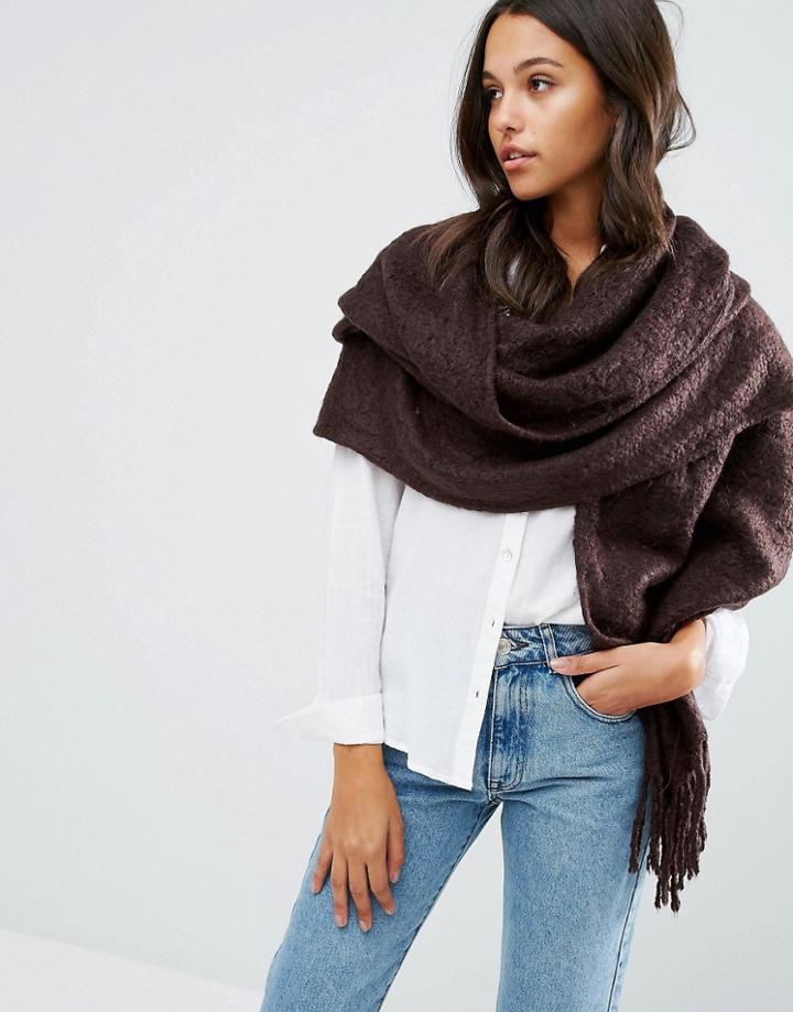 Vila Tassel Scarf - Brown