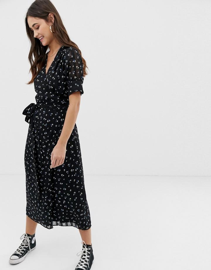 The East Order Ami Midi Wrap Dress - Black