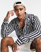 Tommy Hilfiger Icon Logo Bold Stripe Shirt In Navy