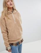 Daisy Street Oversized Hoodie In Teddy Fleece - Beige