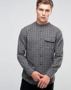 Jack & Jones Premium Slim Grandad Shirt In Brushed Cotton - Gray