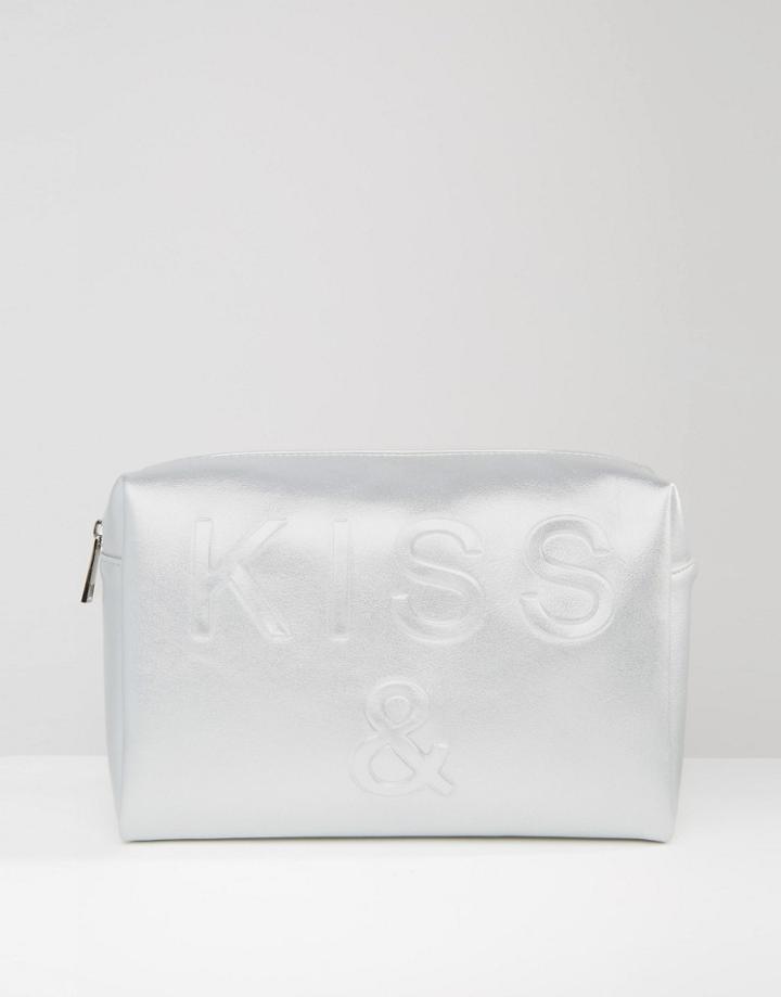 Asos Kiss And Make Up Oversized Makeup Bag - Silver