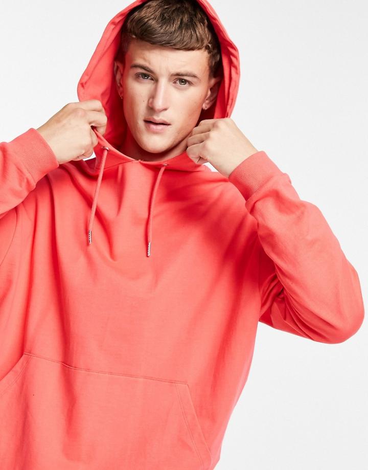 Asos Design Lightweight Oversized Hoodie In Pink