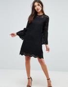 Uttam Boutique Bell Sleeve Lace Dress - Black