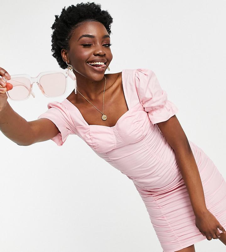 Parisian Tall Ruched Detail Mini Dress In Pink