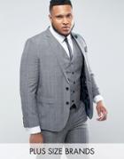 Harry Brown Plus Check Suit Jacket - Gray