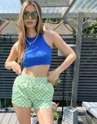 Topshop Coordinating Casual Shorts In Green Checkerboard Print