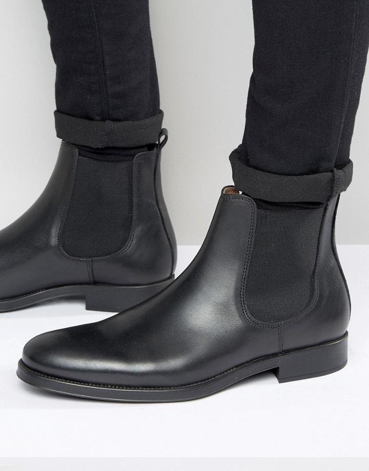 Selected Homme Oliver Leather Chelsea Boots - Black