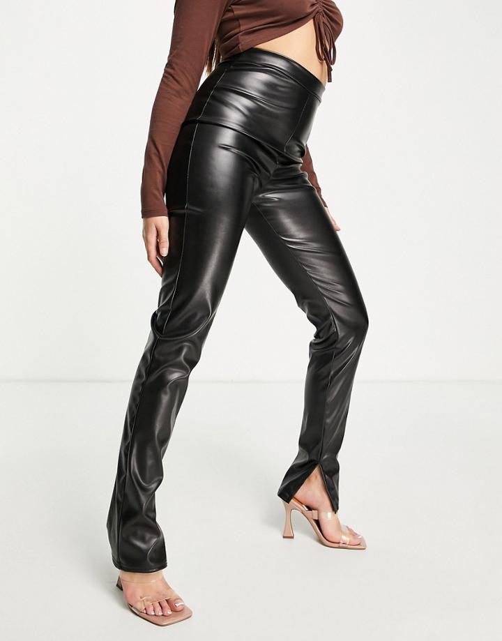 I Saw It First Leather Look Legging With Split Hem In Black