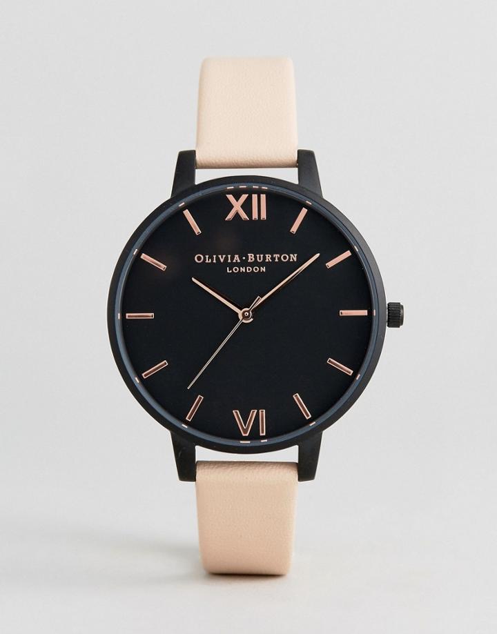 Olivia Burton Ob16ad25 After Dark Leather Watch In Peach - Pink