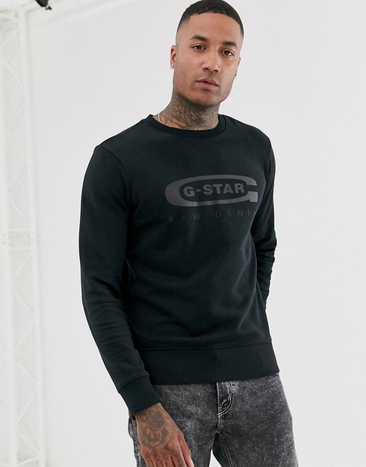 G-star Graphic 4 Organic Cotton Chest Logo Crew Neck Sweat In Black