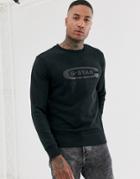G-star Graphic 4 Organic Cotton Chest Logo Crew Neck Sweat In Black