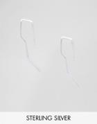Asos Sterling Silver Zig Zag Through Earrings - Silver
