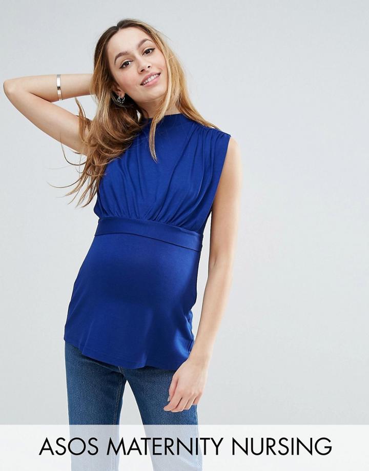 Asos Maternity Nursing High Neck Top - Navy
