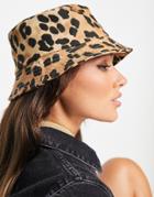 Topshop Leopard Print Bucket Hat-brown
