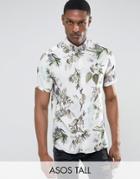 Asos Tall Regular Fit Viscose Shirt With Japanese Floral Print - White
