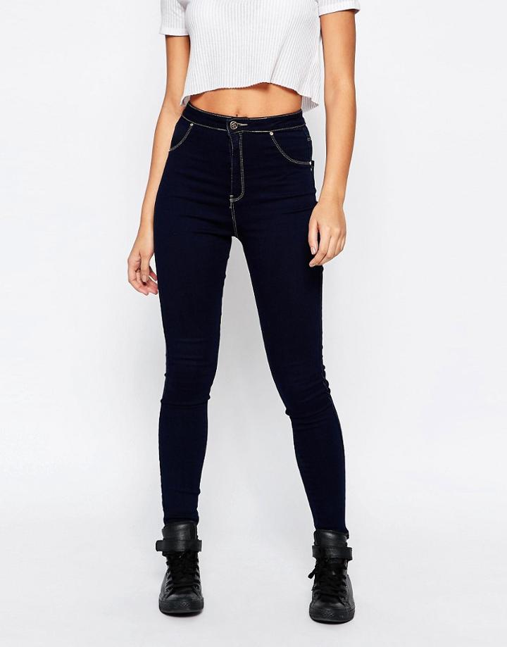 Missguided Vice High Waisted Tube Jean - Indigo