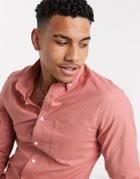 Asos Design Slim Fit Organic Oxford Shirt In Pink