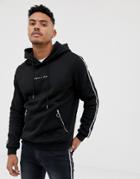 Liquor N Poker Hoodie With Metalic Sport Stripe In Black - Black