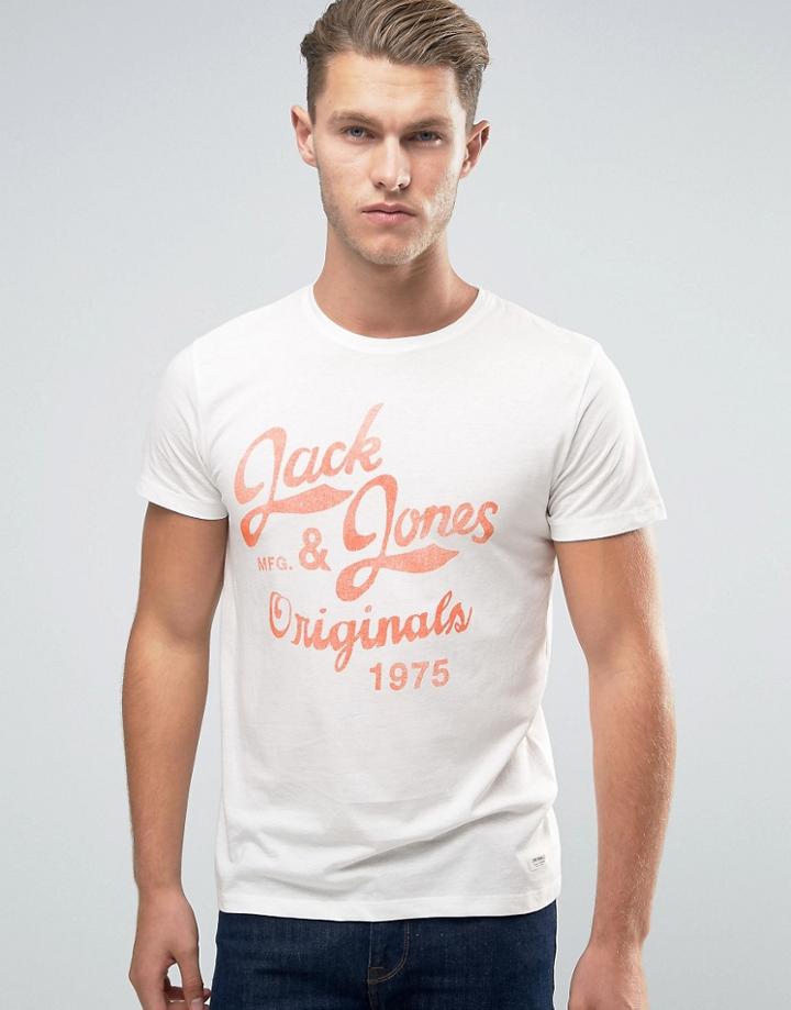 Jack And Jones Logo Crew Neck T-shirt - White