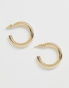 Asos Design Hoop Earrings In Sleek Hollow Tube Design In Gold - Gold
