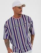 Asos Design Oversized T-shirt In Vertical Stripe Unlimited Print - Multi
