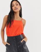 Asos Design Cami With Square Neck-red